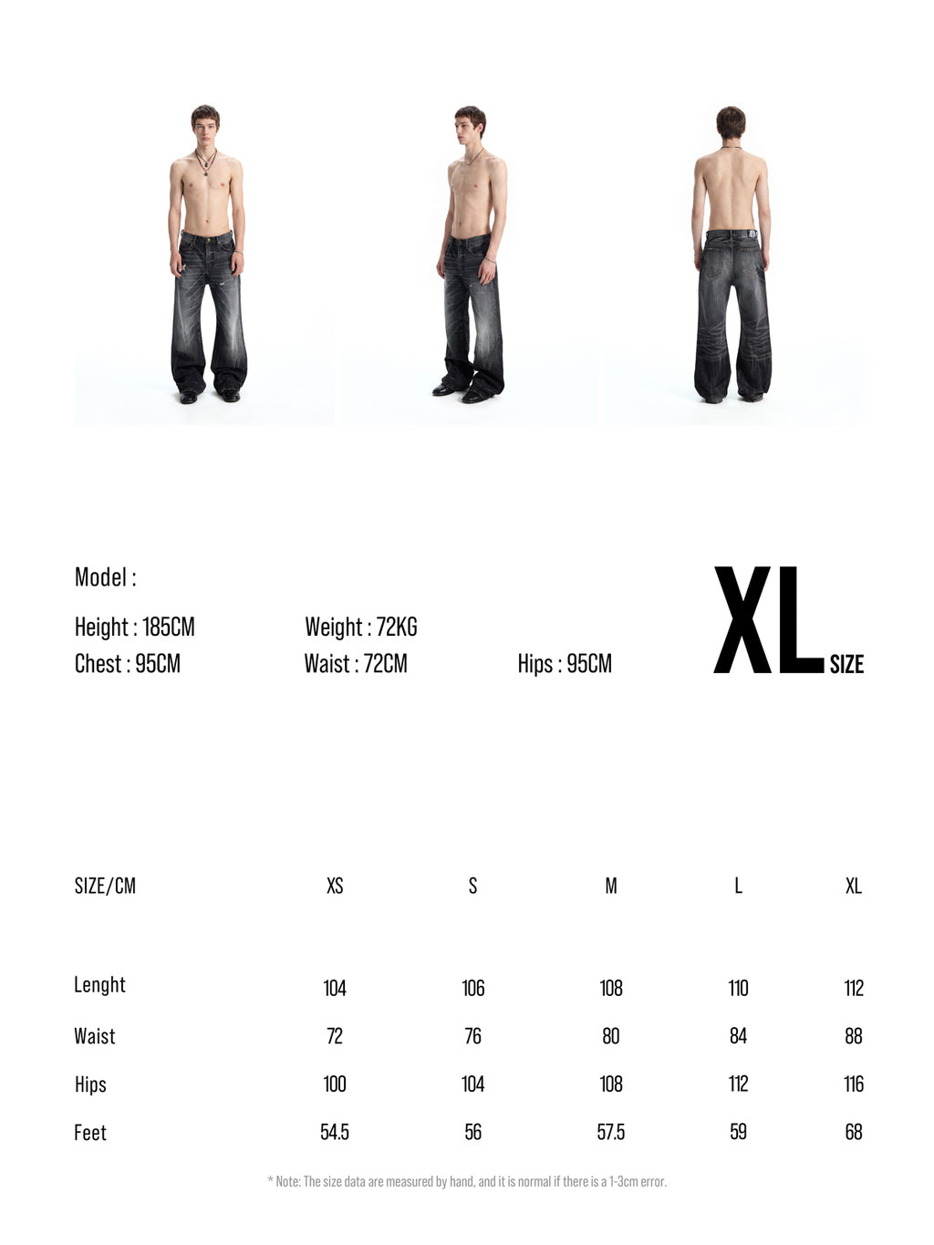 UNCLE RICH Charcoal Cracked Vintage Wash Flare Denim Jeans, Retro Distressed Crack Faded Bootcut Pants 002