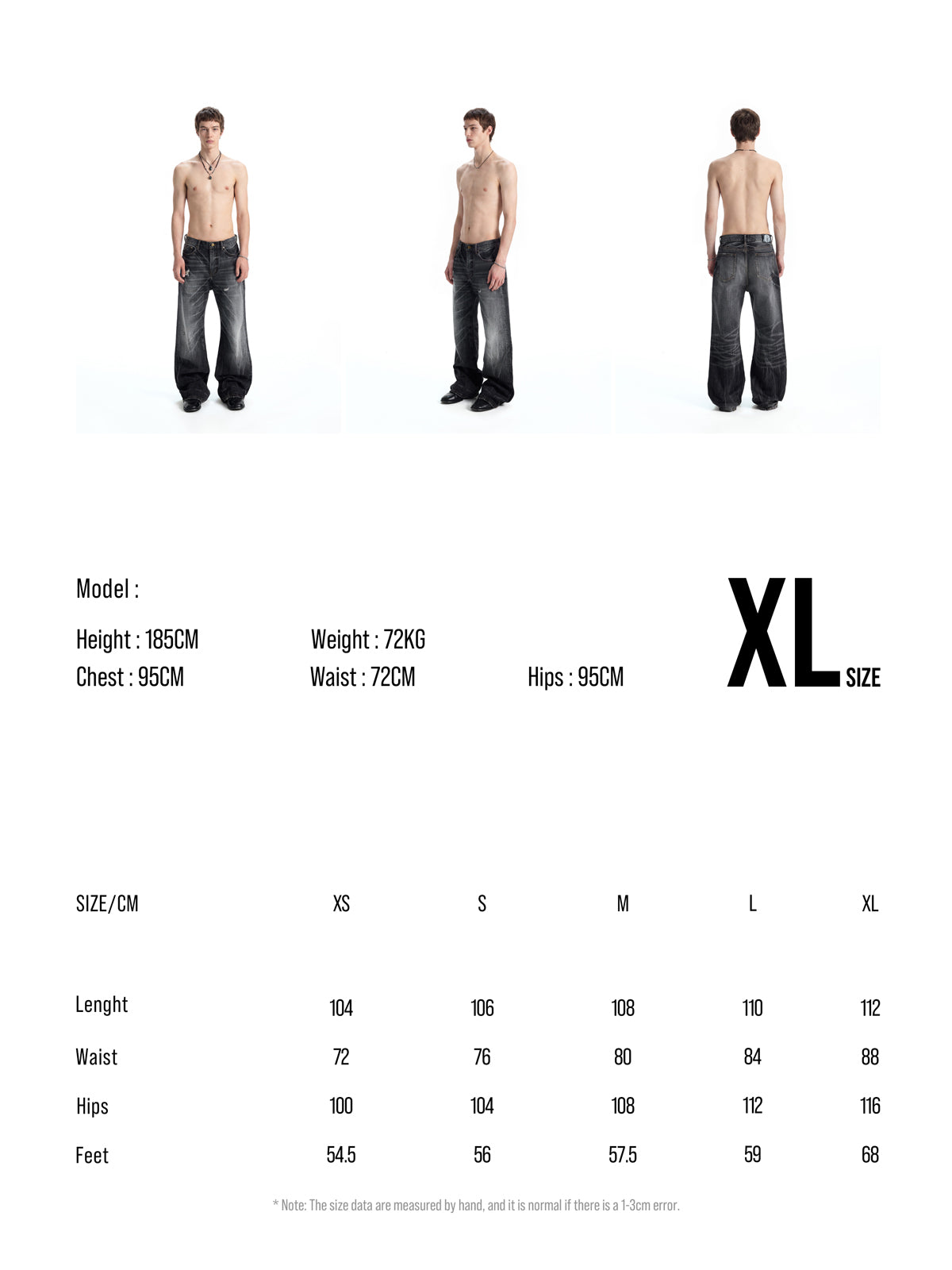 UNCLE RICH Charcoal Cracked Vintage Wash Flare Denim Jeans, Retro Distressed Crack Faded Bootcut Pants 002