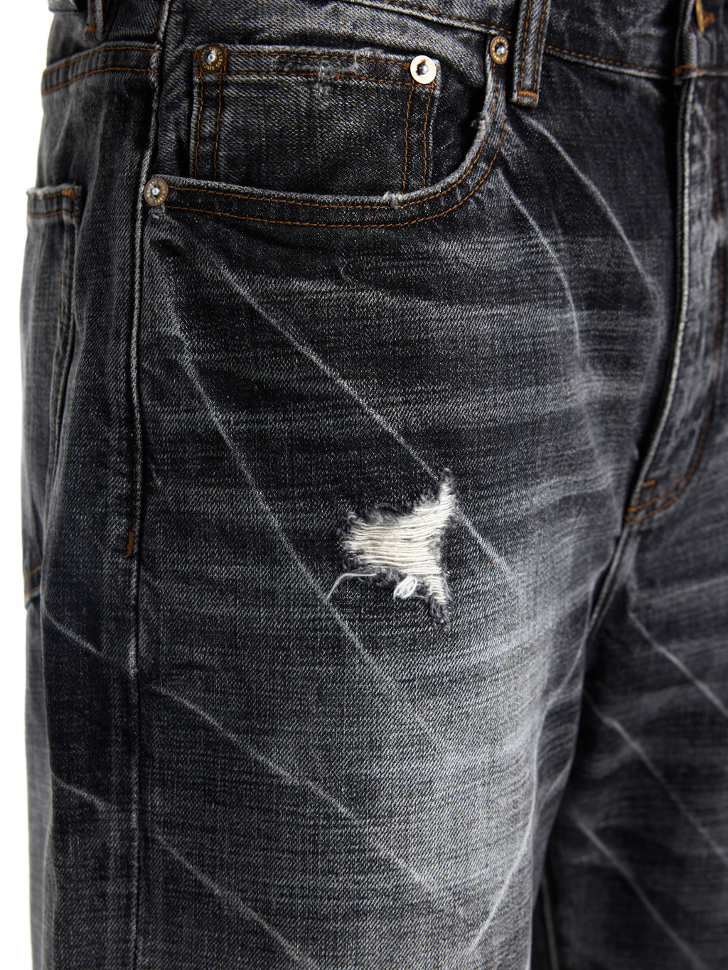 UNCLE RICH Charcoal Cracked Vintage Wash Flare Denim Jeans, Retro Distressed Crack Faded Bootcut Pants 002