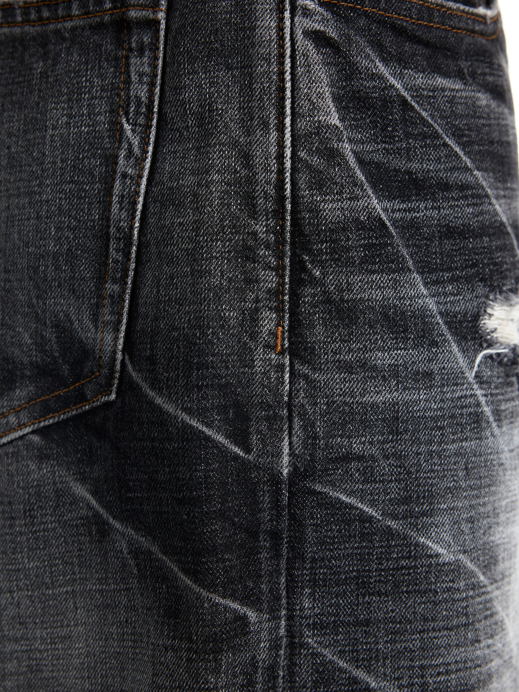 UNCLE RICH Charcoal Cracked Vintage Wash Flare Denim Jeans, Retro Distressed Crack Faded Bootcut Pants 002