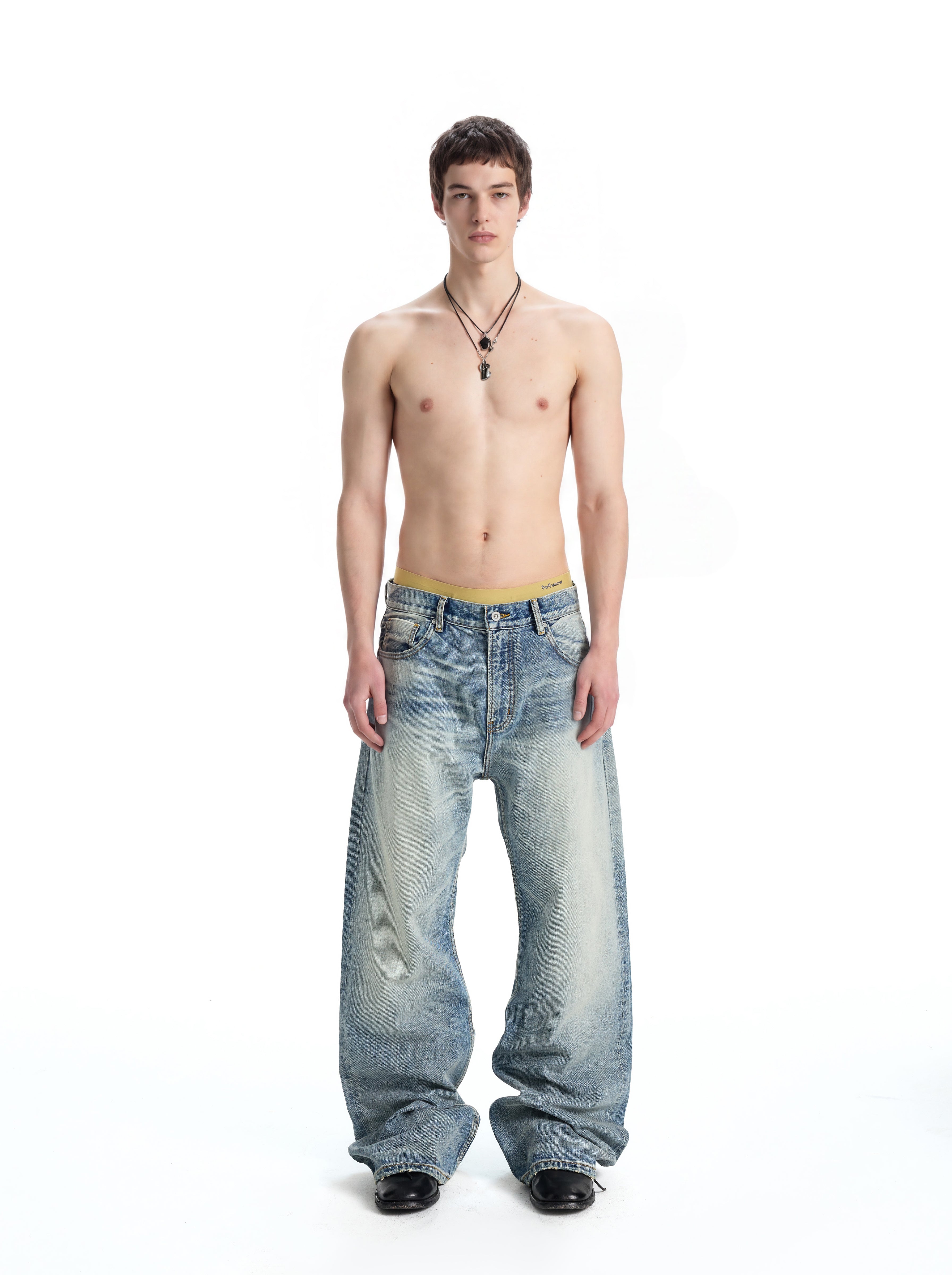 UNCLE RICH Ice Blue Slub Narrow Selvage Flare Jeans 004