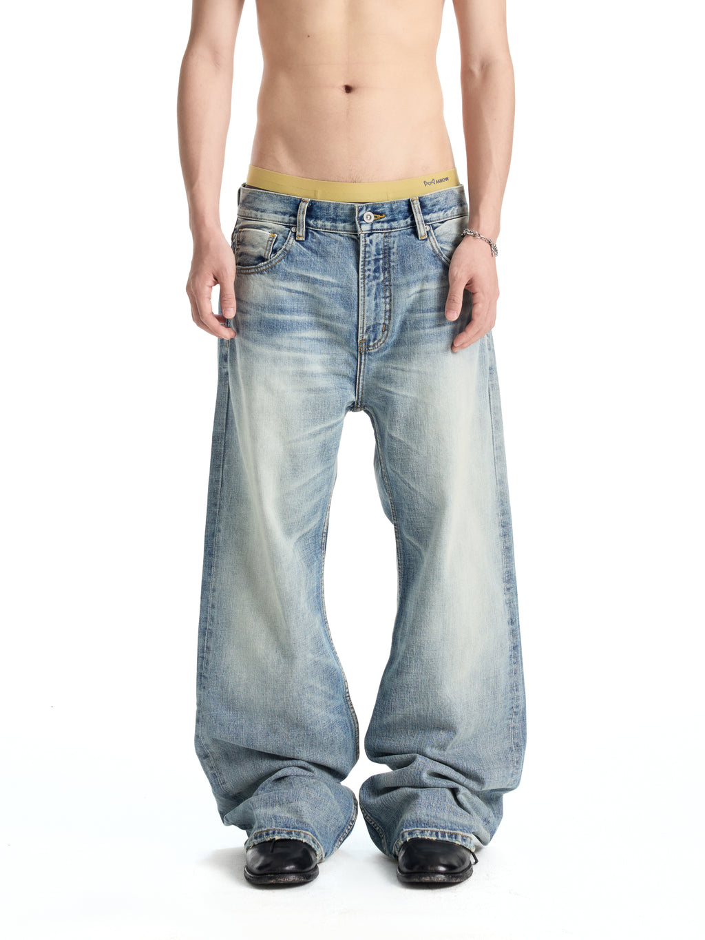 UNCLE RICH Ice Blue Slub Narrow Selvage Flare Jeans 004