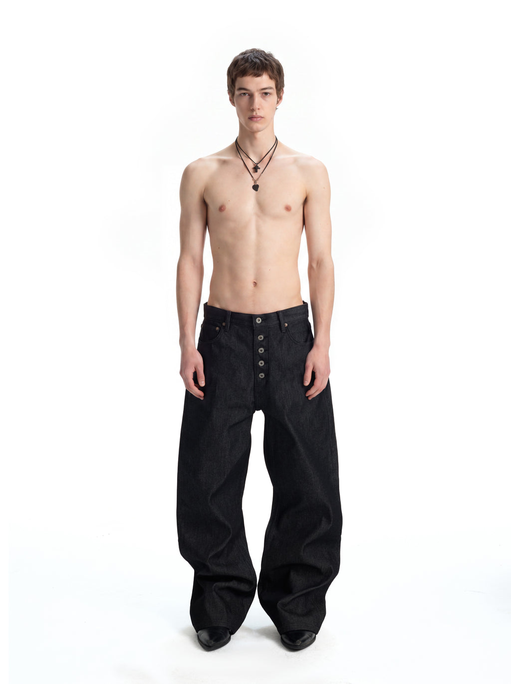 UNCLE RICH 5-Button  Cone 14oz Ring-Spun Super Wide Straight Raw Denim Jeans 005