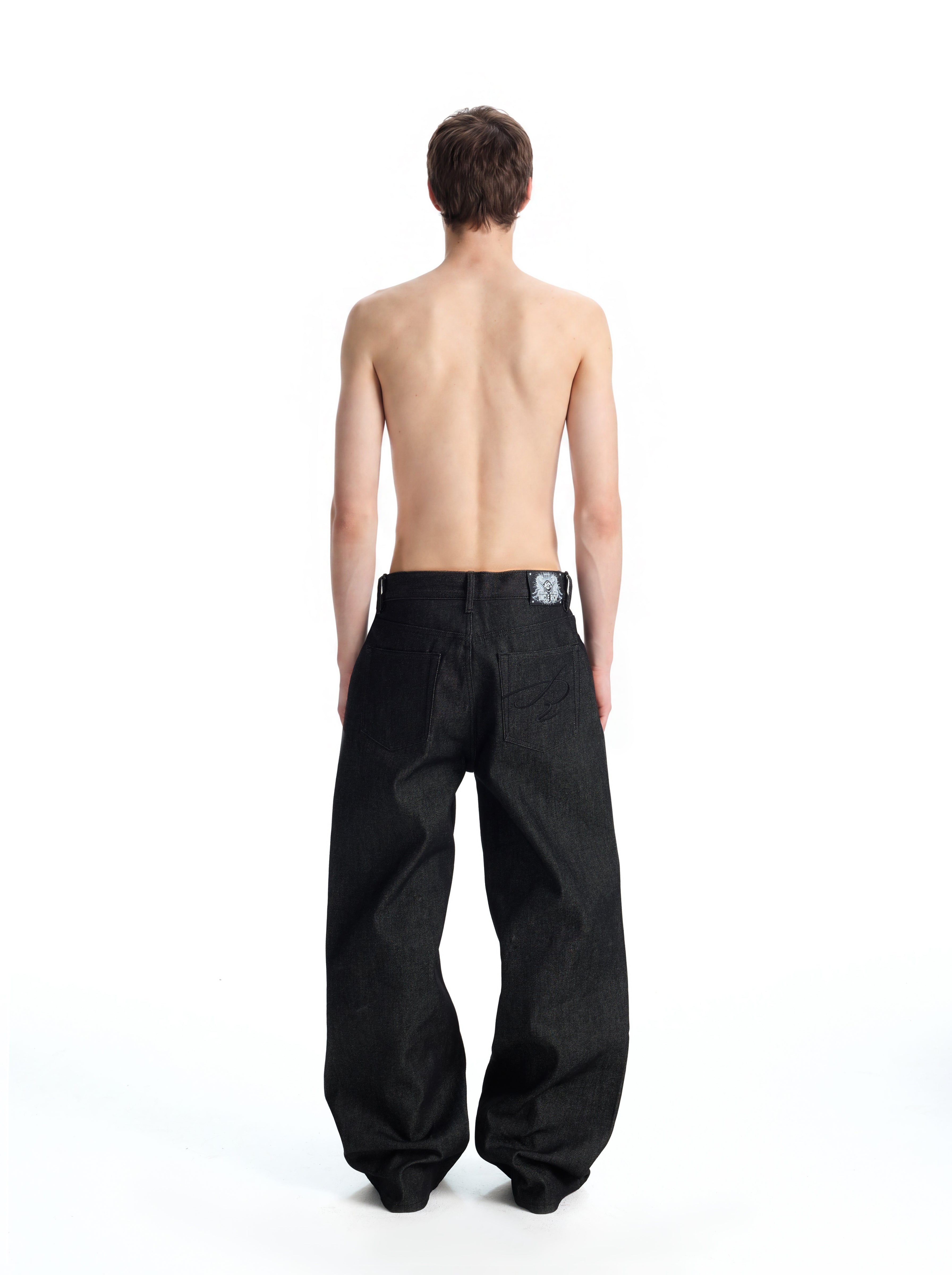 UNCLE RICH 5-Button  Cone 14oz Ring-Spun Super Wide Straight Raw Denim Jeans 005