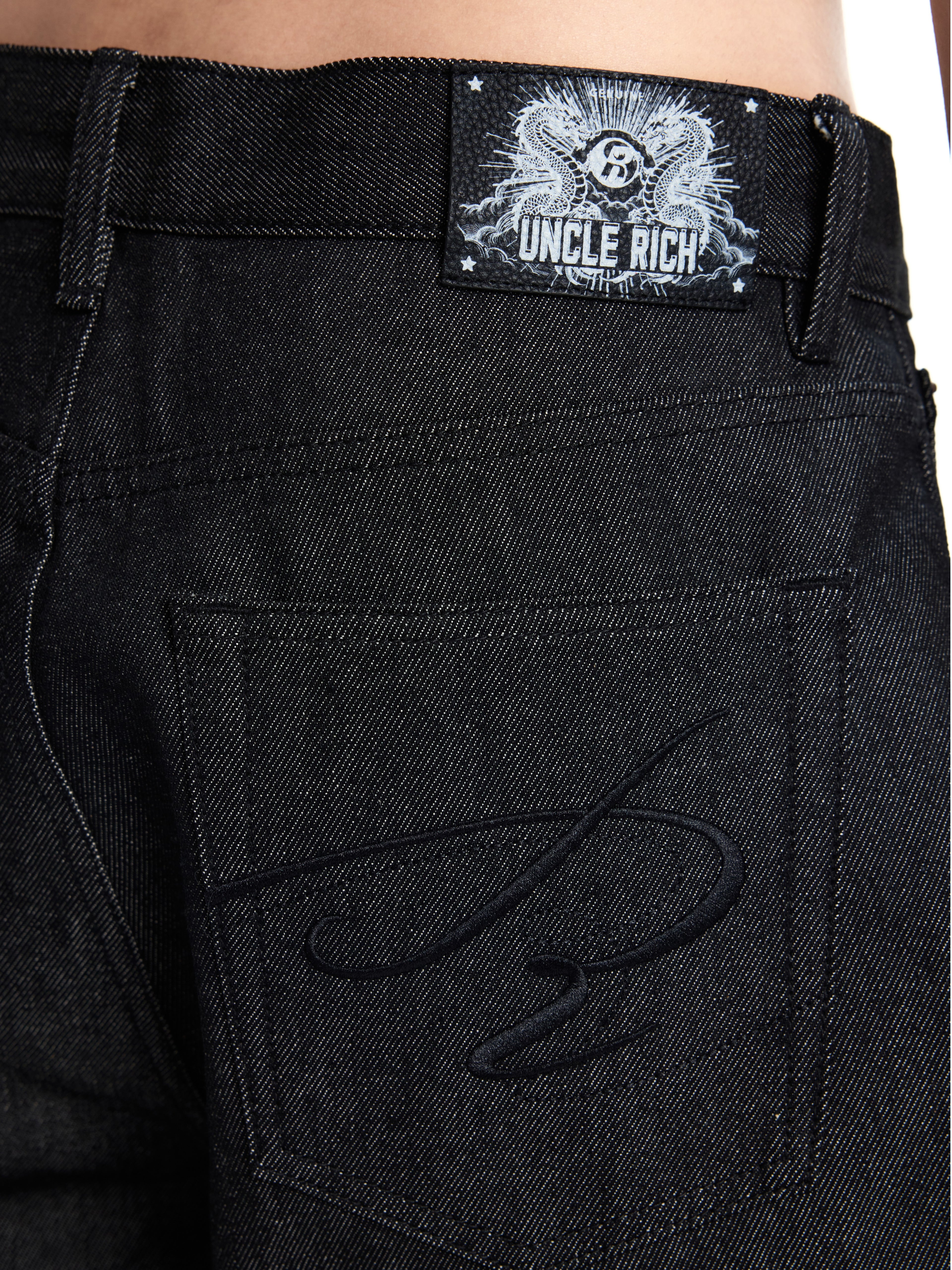 UNCLE RICH 5-Button  Cone 14oz Ring-Spun Super Wide Straight Raw Denim Jeans 005