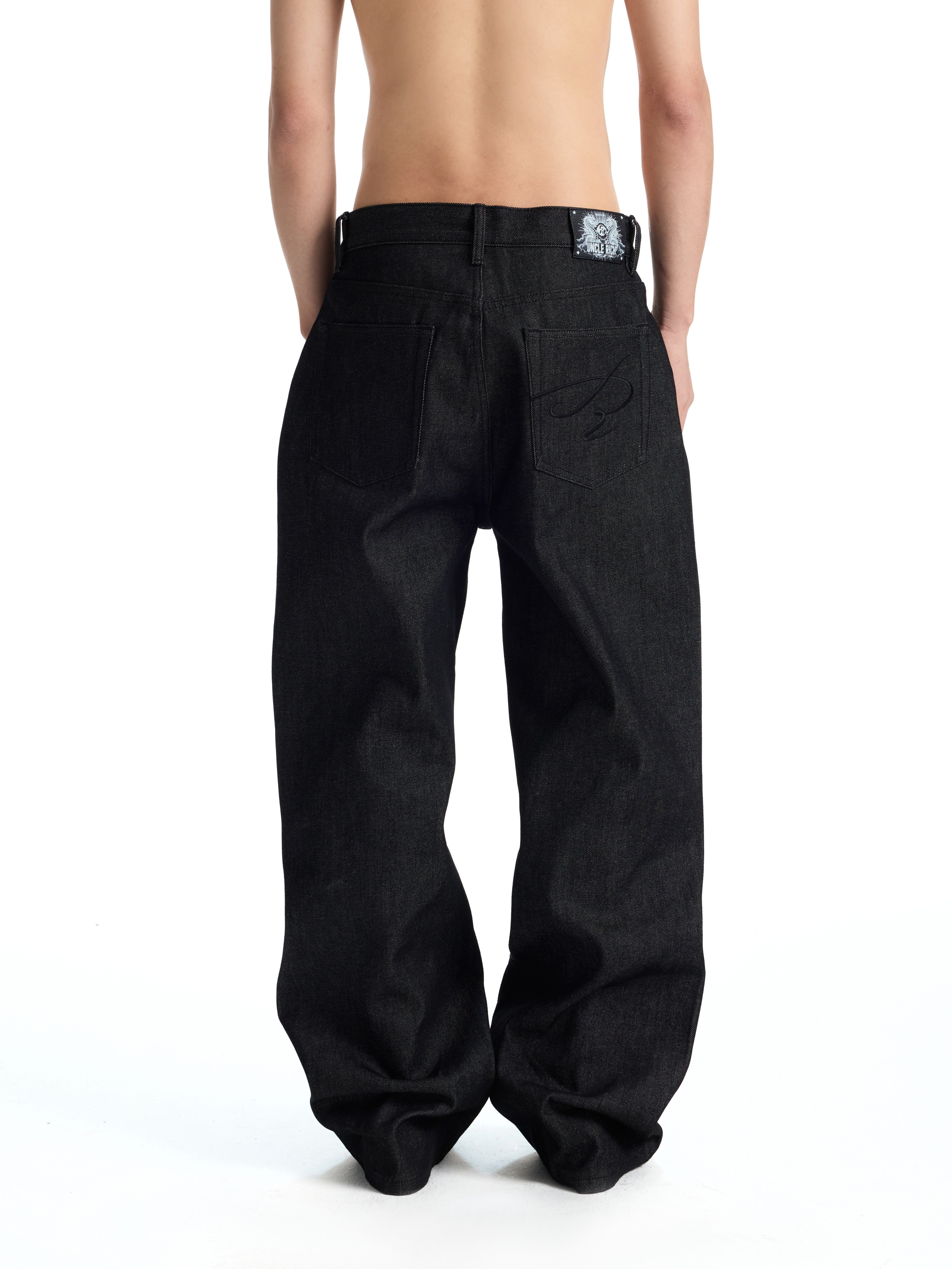 UNCLE RICH 5-Button  Cone 14oz Ring-Spun Super Wide Straight Raw Denim Jeans 005