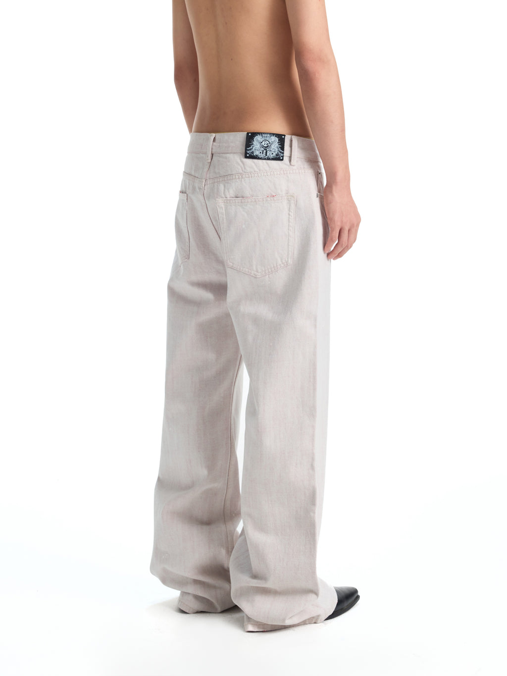 UNCLE RICH Double Yarn Selvage Washed Distressed Straight Jeans 006