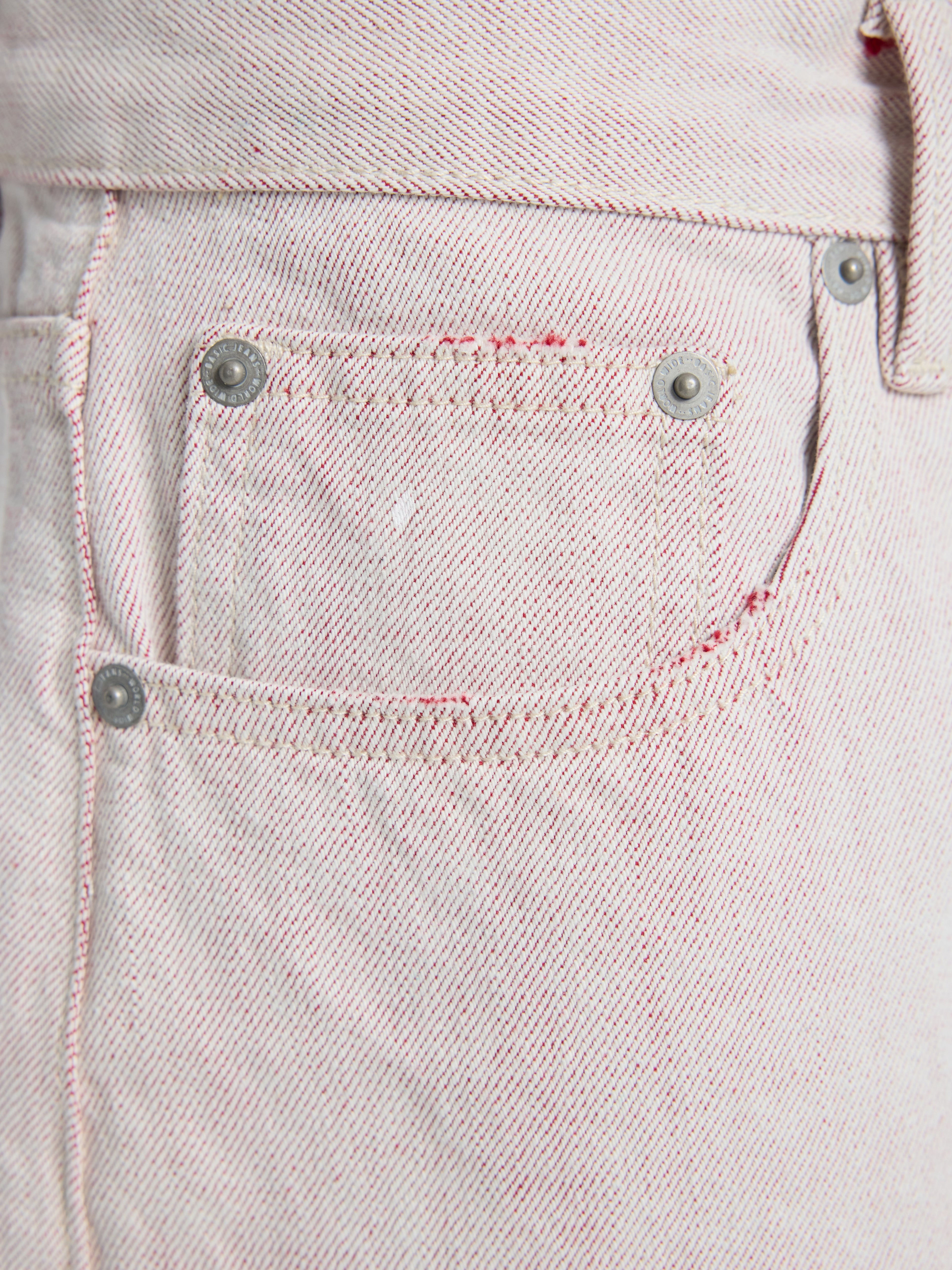 UNCLE RICH Double Yarn Selvage Washed Distressed Straight Jeans 006