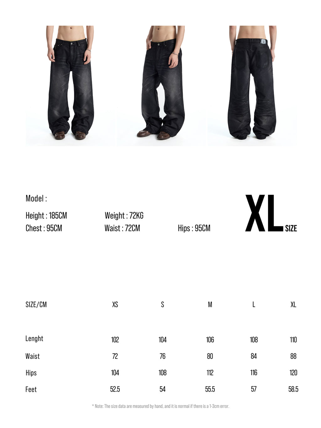 UNCLE RICH Black Mole Skin Semi-Wax A-Line Straight Jeans 009