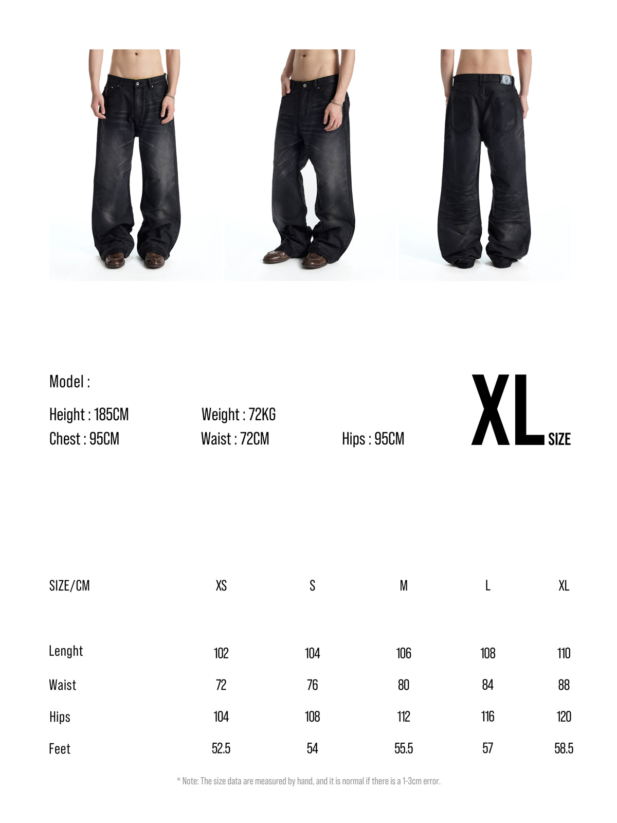 UNCLE RICH Black Mole Skin Semi-Wax A-Line Straight Jeans 009